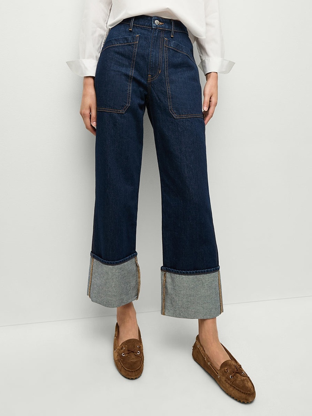 Veronica Beard Dylan Straight Cuffed Jeans